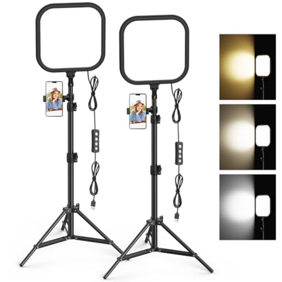 Photography Lighting Kit - 2Pack LED Video Light Kit, 15W