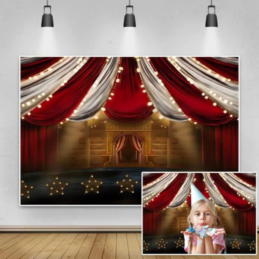 Photography Lighting White Background - 12x8ft Circus Photography Backdrop Red White