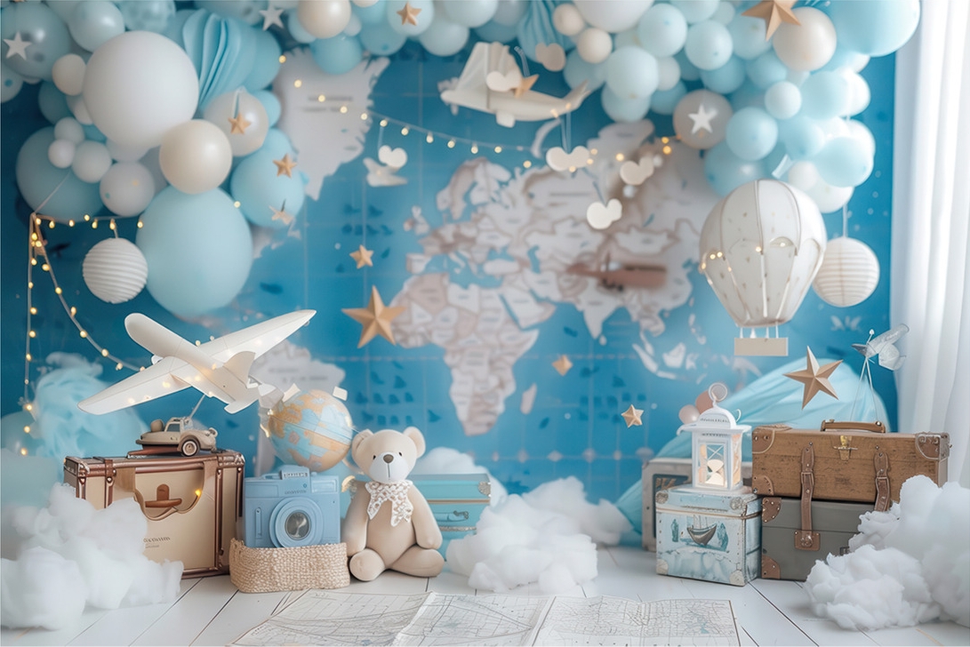Bear Balloon Blue White Clouds - Photography Lighting White Background review and price